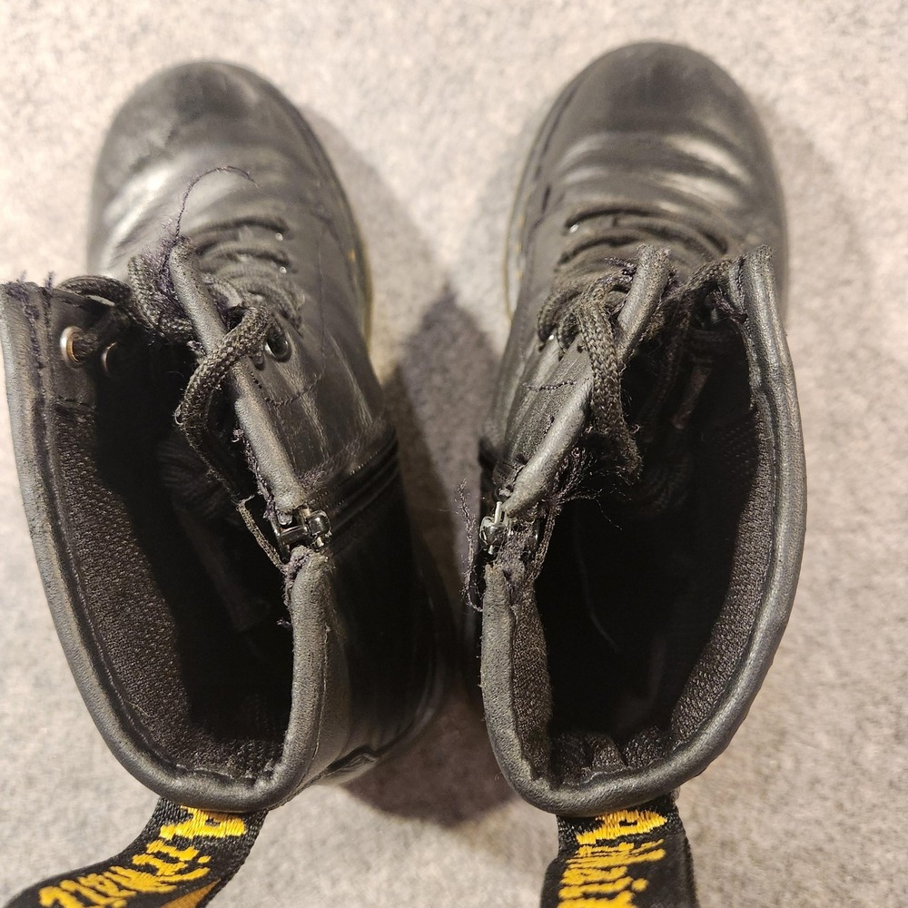 Dr Martens Boots Youth Size 2 Black Delaney Leather Lace Up Zip Ankle Combat - Picture 5 of 6